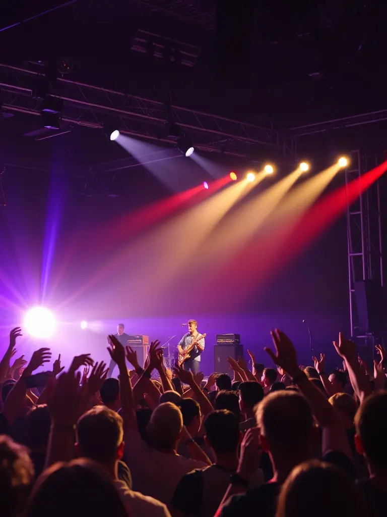 A dynamic shot of artists performing on stage during a MUSIKAIROS-organized event, highlighting the organization's commitment to supporting live performances and cultural experiences.